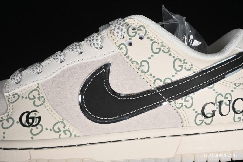Nike SB Dunk Low Gucci Collaboration - Crystal Green Pattern Anniversary High-End Custom Low-Top Casual Sneakers - XY1688-104