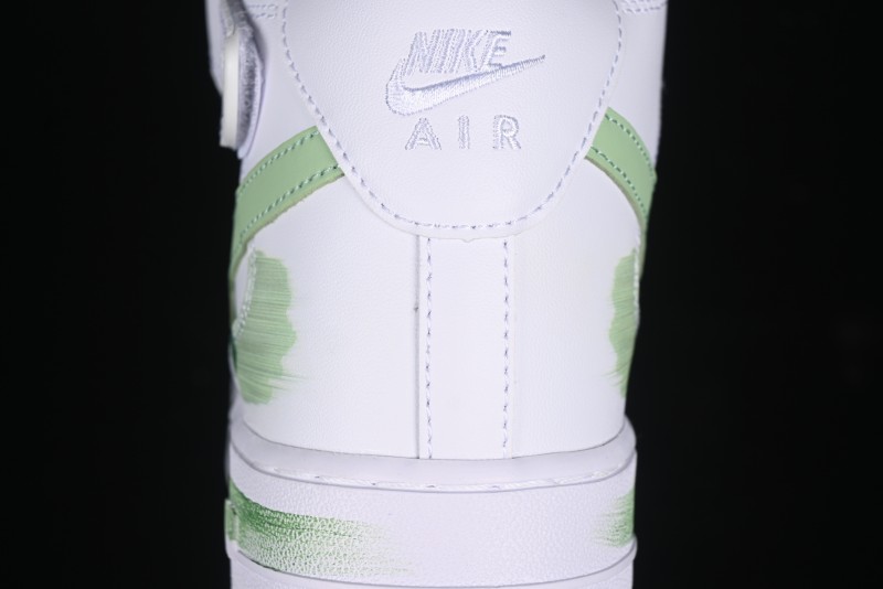 Nike Air Force 1 '07 Mid Hand-Painted White Green with Swoosh Shadow and Strap - CW2289-111