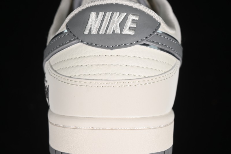 Nike SB Dunk Low Stussy Collaboration - Off White Dark Grey Swoosh Anniversary Custom Low-Top Casual Skate Shoes - DQ1098-382