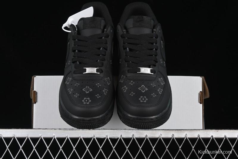 Nike Air Force 1 '07 Low LV Custom All Black Casual Sneakers - 315122-101