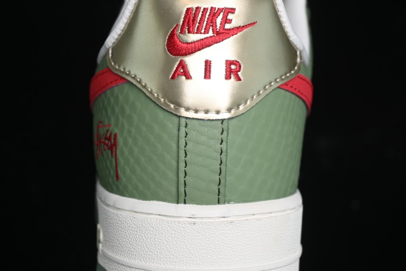 Nike Air Force 1 '07 Low Stussy Collaboration - Snake Green Low-Top Casual Sneakers - KK1988-028