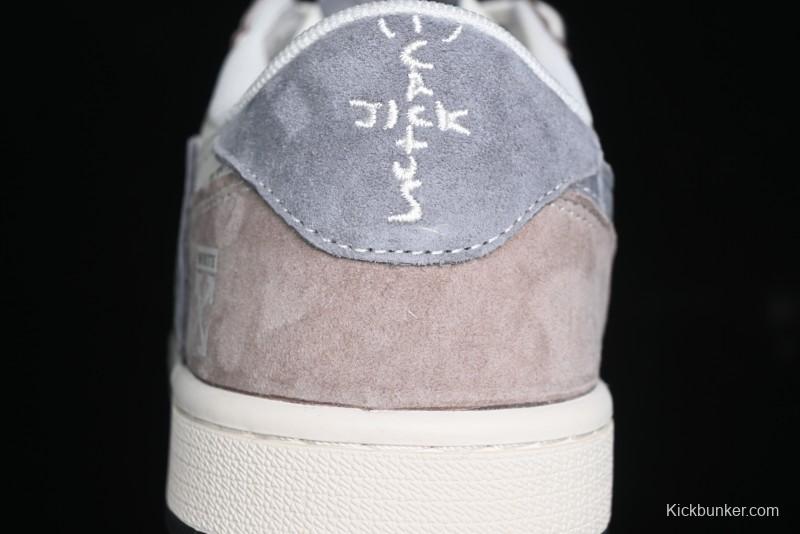 Nike Travis Scott x Fragment Design x Air Jordan 1 Low OG SP AJ1 OF Collaboration - Latte Grey Low Top Casual Sneakers - SJ2068-109