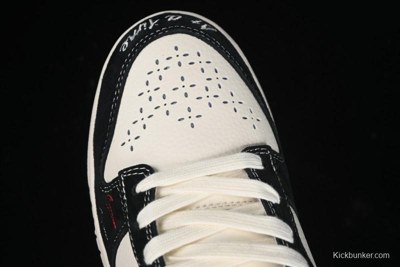 Nike SB Dunk Low Stussy Collaboration - Embroidered Black Swoosh Anniversary Custom Low-Top Casual Sneakers - MM1089-034