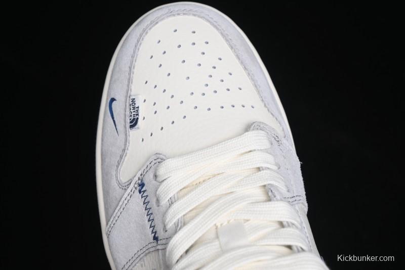 Nike Air Jordan 1 Low AJ1 The North Face Collaboration - Custom High-End Retro Basketball Shoes with Blue Swoosh - DM9188-010