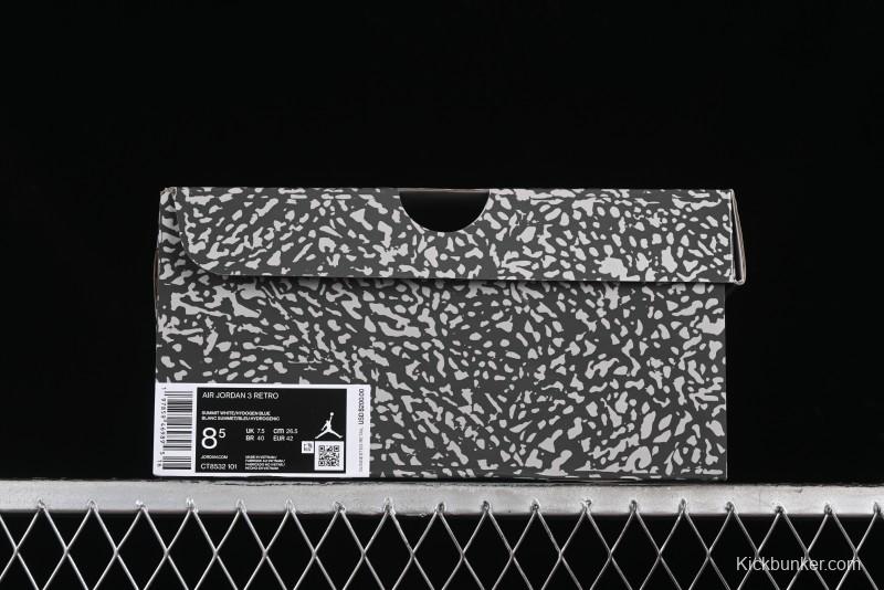 Nike Air Jordan 3 Retro "Lucky Shorts" Basketball Shoes with University Blue and White Colorway - CT8532-101