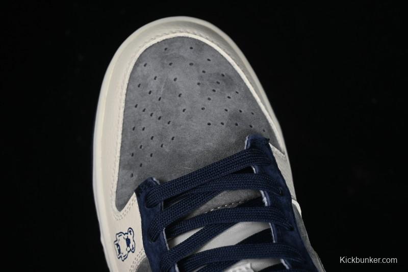 Nike SB Dunk Low Collaboration with Violent Bear - Patchwork Grey Swoosh Anniversary Custom Edition Low-Top Casual Skate Shoes - KK1333-013