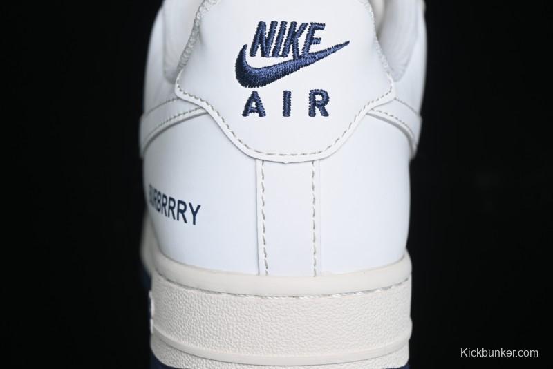 Nike Air Force 1 '07 Low Burberry Collaboration - Off White Navy Blue Patchwork Low Top Casual Sneakers BB8588-222