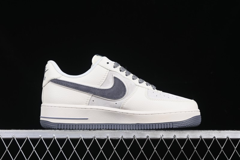 Nike Air Force 1 '07 Low Stussy Collaboration Beige Grey Embroidered Swoosh Low-Top Casual Sneakers - DM6688-003