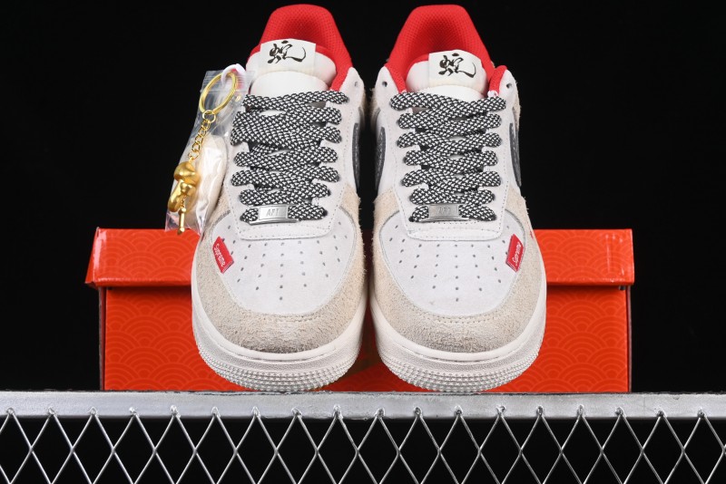 Nike Air Force 1 '07 Low Supreme Collaboration Grey Snake Scale Low-Top Casual Sneakers - DM6688-010