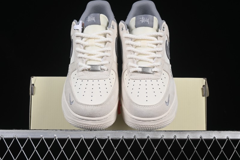 Nike Air Force 1 '07 Low Stussy Collaboration Dual-Tone Beige Low-Top Casual Sneakers - SJ6698-024