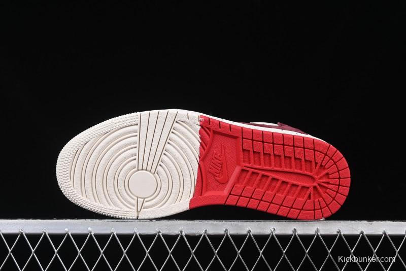 Nike Travis Scott x Fragment Design x Air Jordan 1 Low OG SP AJ1 Stone Island Collaboration Pomegranate Red Low-Top Casual Sneakers - CF3688-077