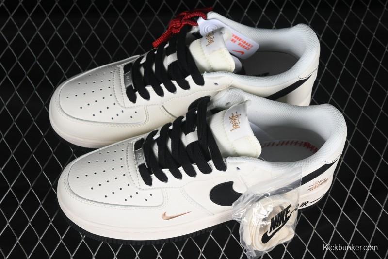 Nike Air Force 1 '07 Low Stussy Collaboration Rose Gold Embroidery Low-Top Casual Sneakers - XZ6188-720