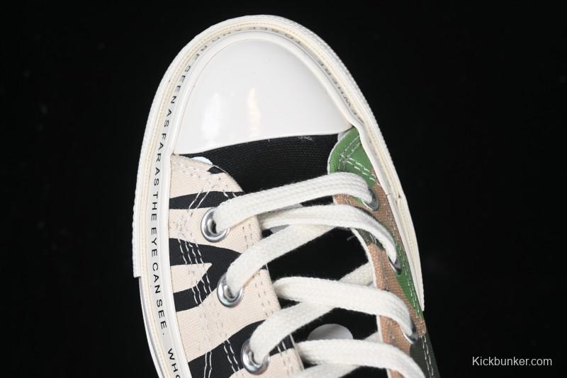 Converse x Brain Dead High Top Casual Sneakers with Mismatched Camouflage Design - A12219C