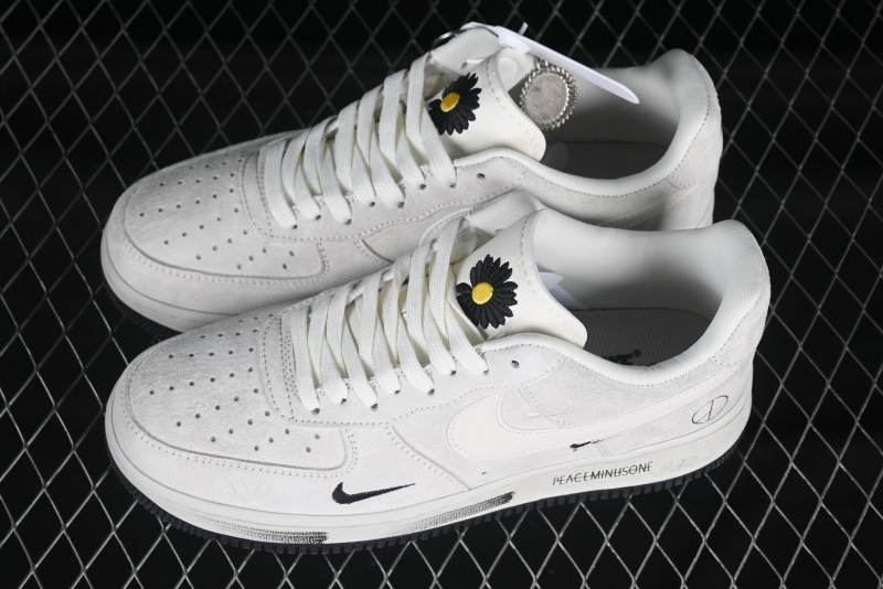 Nike Air Force 1 '07 Low Grey Pig Suede Graffiti Casual Sneakers - DF0188-035