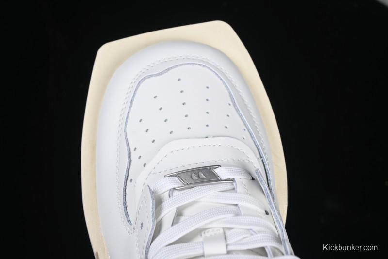 Choco Concert Leather Round Square Asymmetric Fashion Sneakers White Wine Red - AJE5