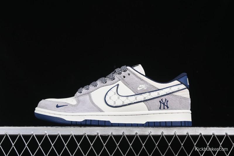 Nike SB Dunk Low MLB Collaboration Embroidered Blue Logo Anniversary Custom Low-Top Casual Skate Shoes - DJ2024-092