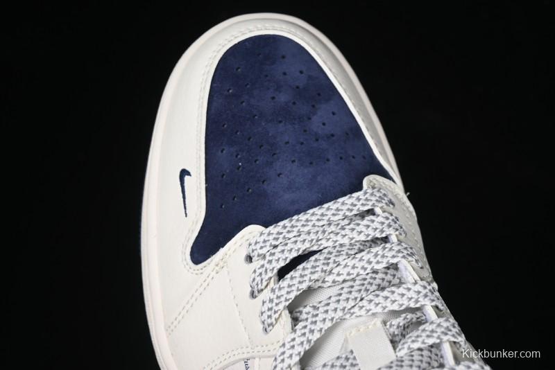 Nike Air Jordan 1 Low Stussy Collaboration - Grey Swoosh Retro Basketball Shoes - XS6086-001