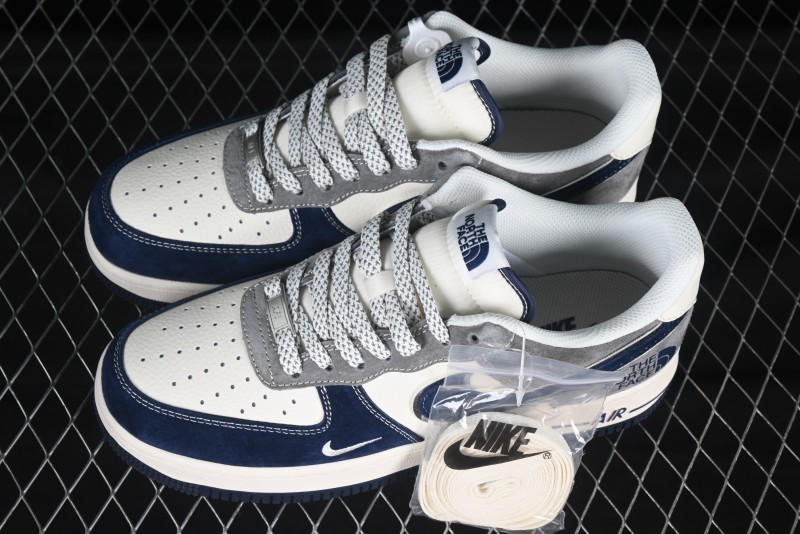 Nike Air Force 1 '07 Low The North Face Collaboration Beige Grey Navy Swoosh Casual Sneakers - XZ6188-975