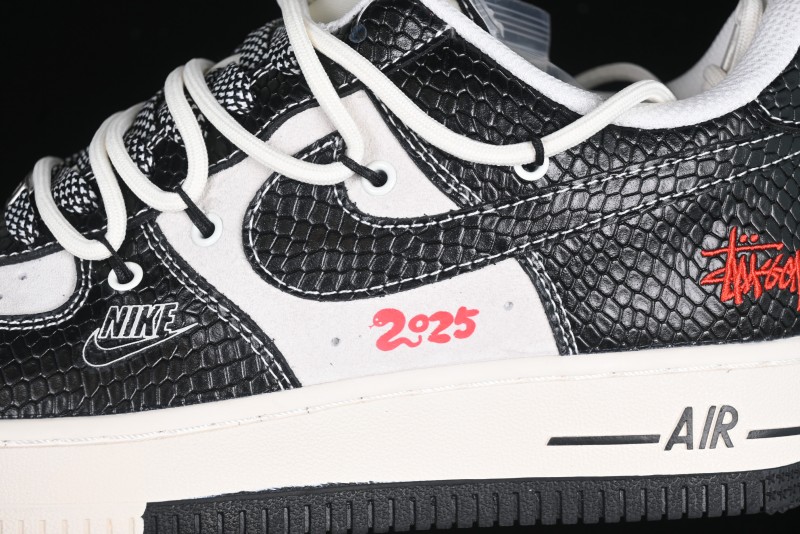 Nike Air Force 1 '07 Low Stussy Year of the Snake Limited Edition Black Snake Print Drawstring Casual Sneakers - DM6688-013