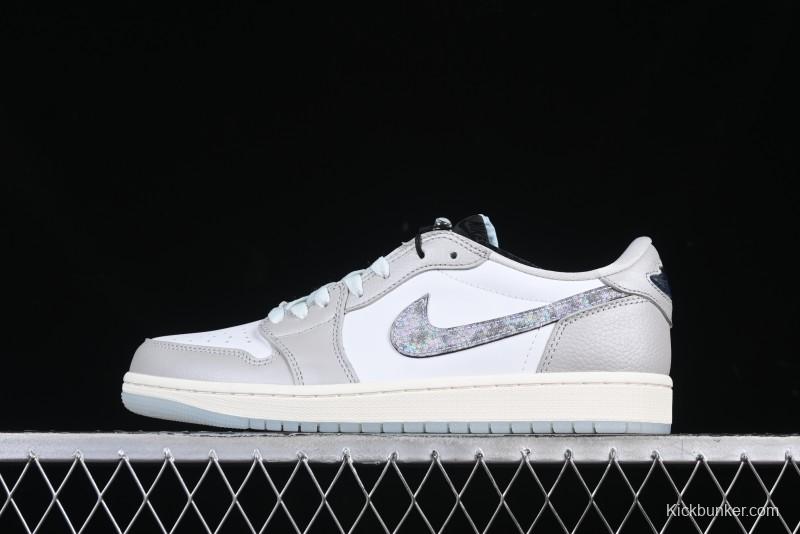 Nike Air Jordan 1 Low OG CNY AJ1 Snake Year Limited Silver Snake Low-Top Retro Basketball Shoes - HF3144-100