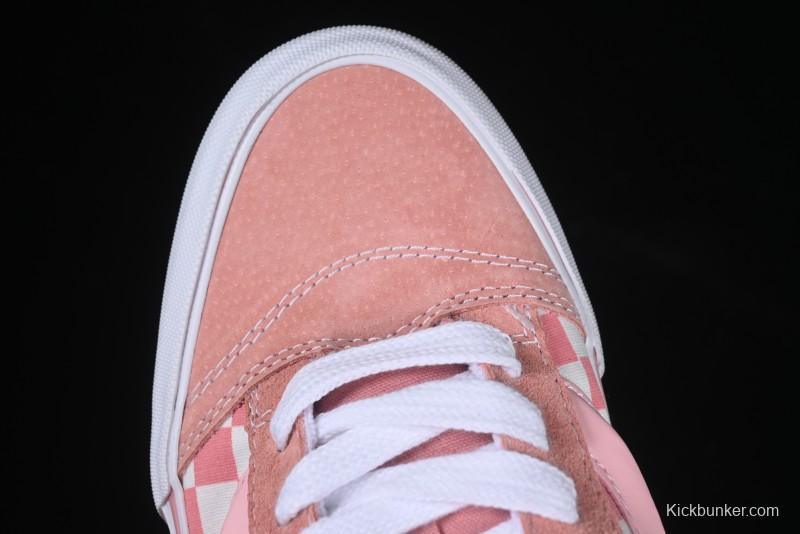 Vans Knu Skool Low Top Comfortable Slip Resistant Wear Resistant Casual Sneakers in Pink Checker - VN0009QCREV
