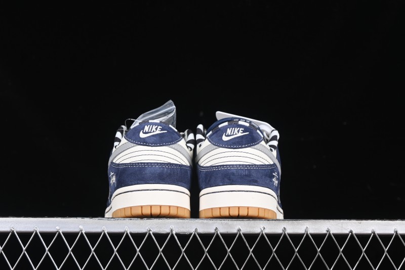 Nike SB Dunk Low Stussy Collaboration Suede Blue Anniversary Custom Low-Top Casual Sneakers - XS1086-009
