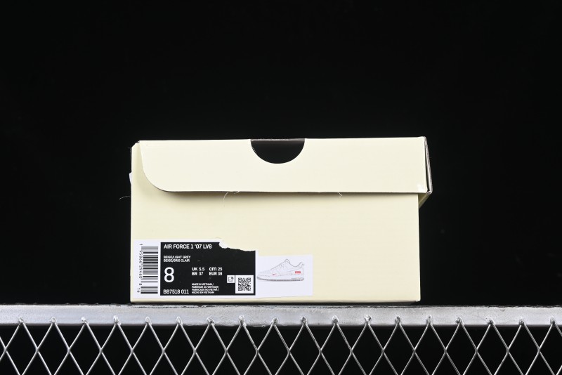 Nike Air Force 1 '07 Low Supreme Collaboration Beige Grey with Red Swoosh Casual Sneakers - BB7518-011