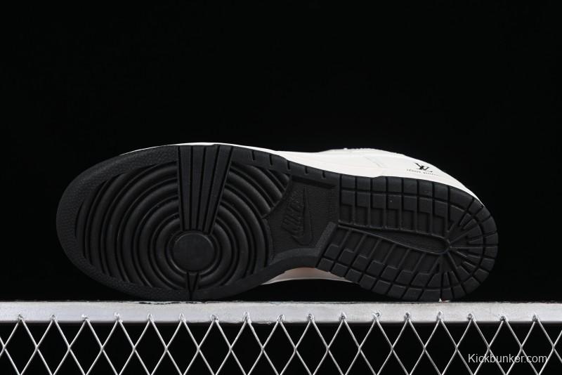 Nike SB Dunk Low LV Collaboration - Double Swoosh Beige Black Anniversary High-End Custom Low-Top Casual Sneakers - XX2025-307