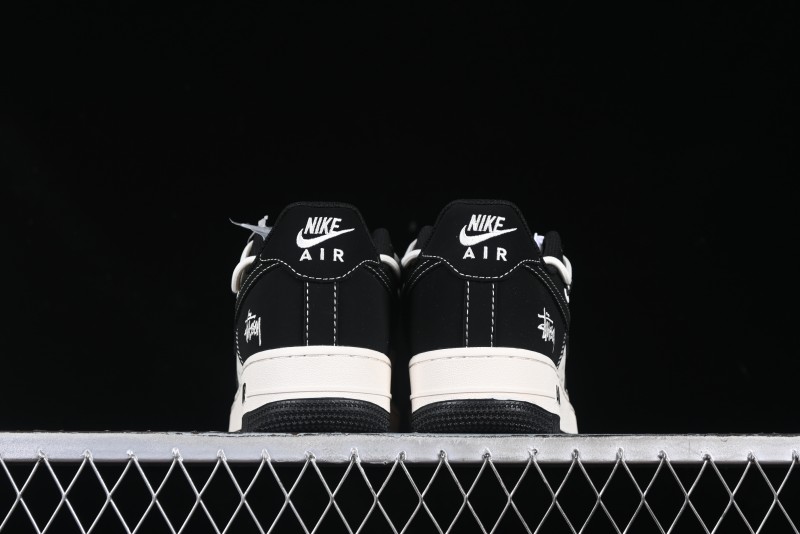 Nike Air Force 1 '07 Low Stussy Collaboration Black White Lace-Up Low-Top Casual Sneakers - SJ1198-108