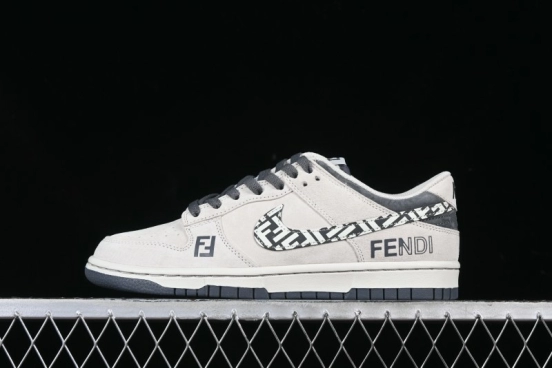 Nike SB Dunk Low Fendi Collaboration Monogram Swoosh Anniversary Custom Low-Top Casual Skate Shoes - DJ2024-046