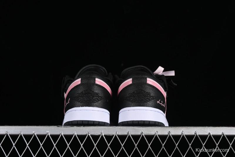 Nike Air Jordan 1 Low AJ1 Retro Basketball Shoes with Black Pink Bow Design - DX4374-008