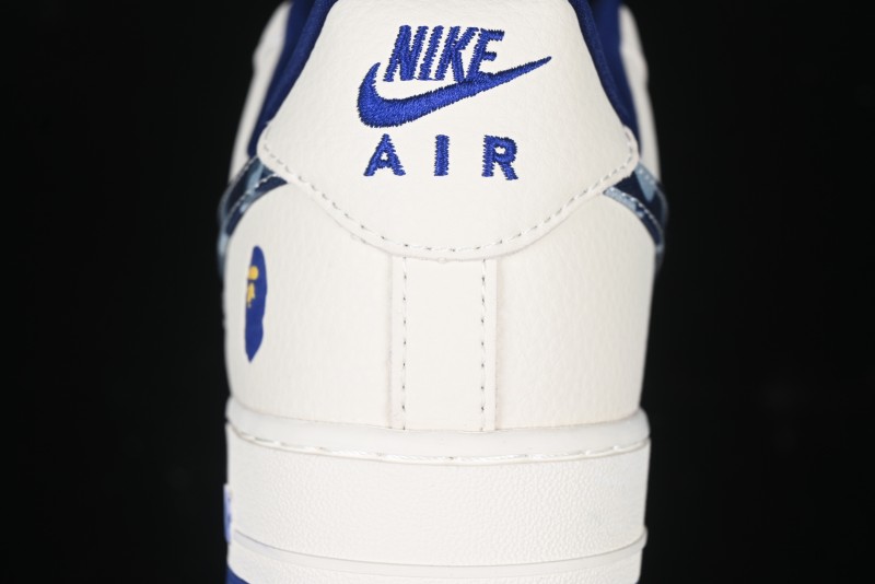 Nike Air Force 1 '07 Low Bape Collaboration - Blue Four Small Swoosh Casual Sneakers - KK1988-036