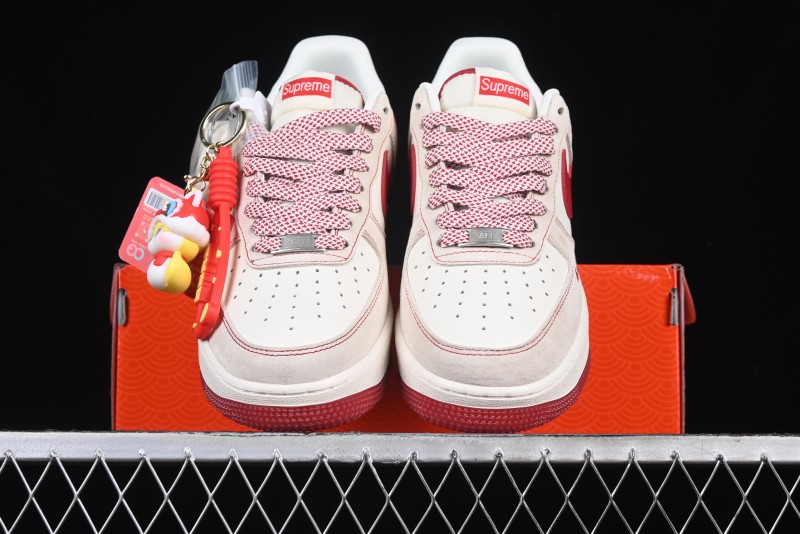 Nike Air Force 1 '07 Low Supreme Collaboration Year of the Snake Limited Edition Red Snake Swoosh Low-Top Casual Sneakers - HH7518-032