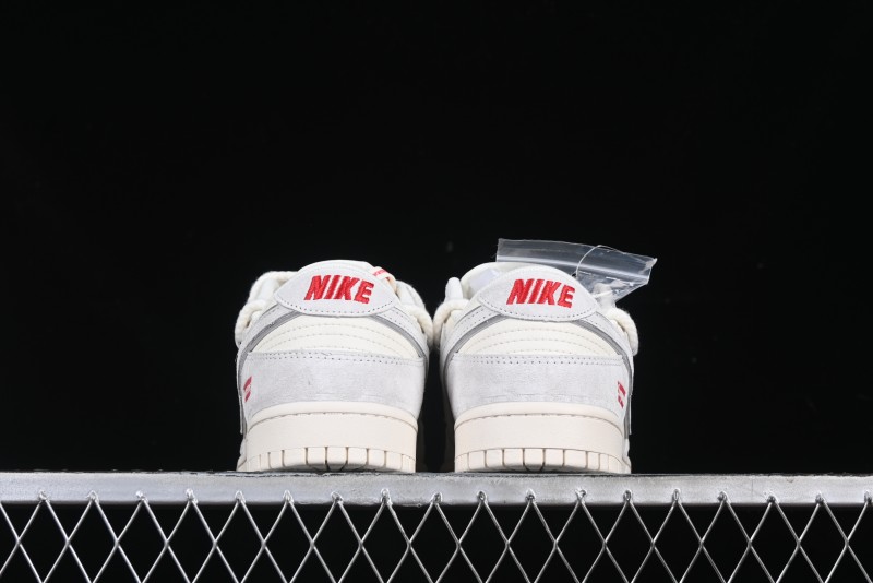 Nike SB Dunk Low Supreme Collaboration Light Gray Drawstring Anniversary High-End Custom Low-Top Casual Skate Shoes - XX3168-109