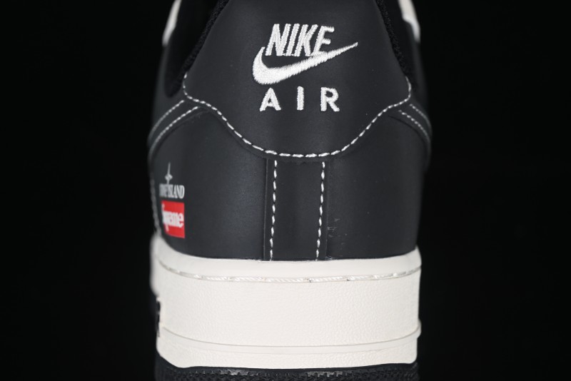 Nike Air Force 1 '07 Low Stone Island x Supreme Collaboration Beige Black Patchwork Low-Top Casual Sneakers - HH7518-042