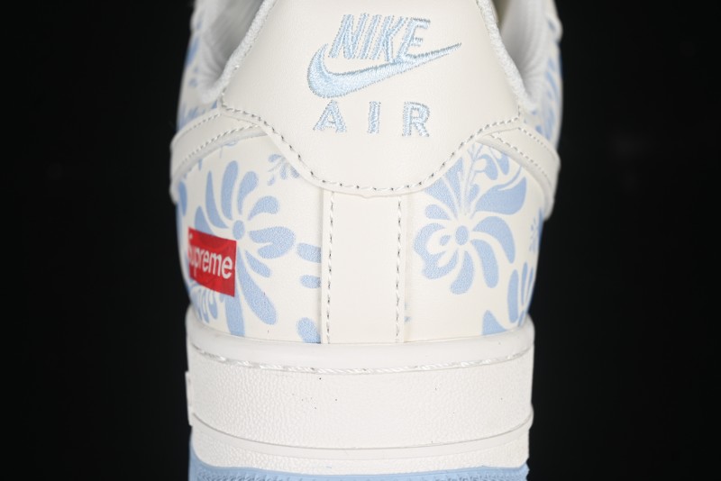 Nike Air Force 1'07 Low Supreme Co-branded Blue and White Casual Sneakers - XX3168-137