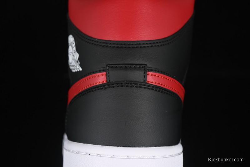 Nike Air Jordan 1 Mid AJ1 Black Red Mid-Top Casual Sneakers - DQ8426-067