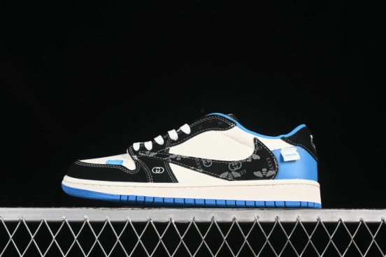 Nike Travis Scott x Fragment Design x Air Jordan 1 Low OG SP AJ1 Collaboration Sneakers in Blue/Black - XS2024-037