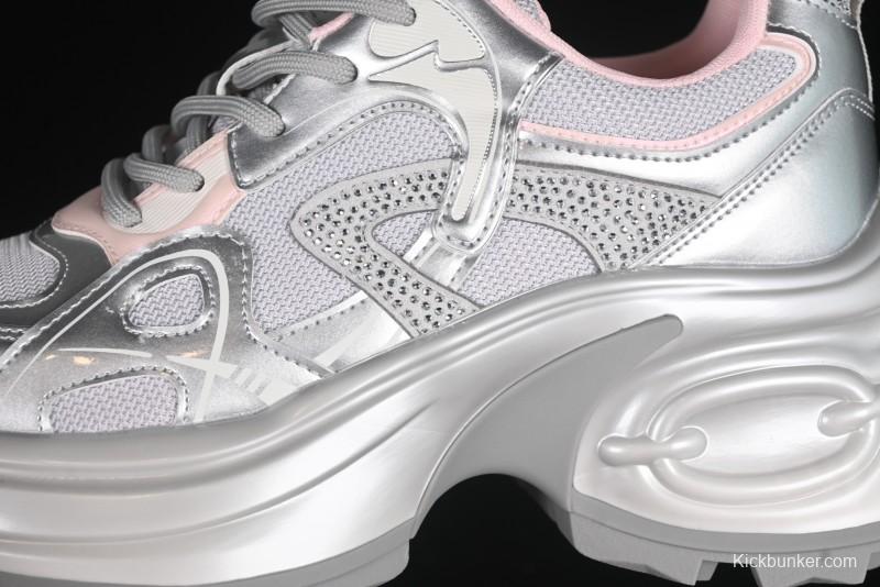 GG-CC 25ss New Platform Chunky Sneakers with 7CM Height Increase and Irregular Design - 668-2 Silver