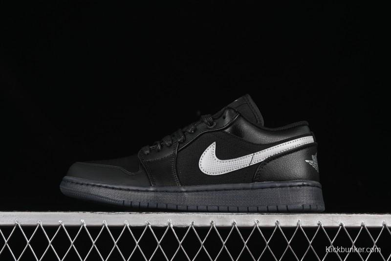 Nike Air Jordan 1 Low AJ1 Basketball Shoes Black White Canvas Leather Panel - HV5968-001