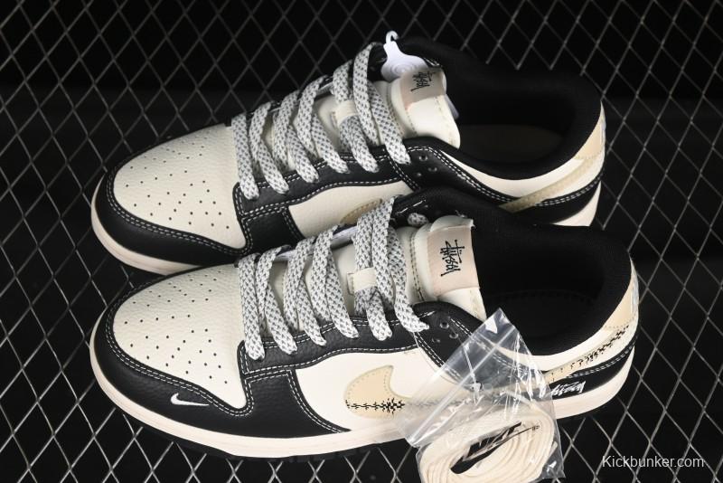 Nike SB Dunk Low Stussy Collaboration Panda Anniversary Custom Low-Top Casual Skate Shoes - ZH2598-271