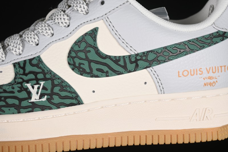 Nike Air Force 1 '07 Low LV Collaboration Green Stone Grain Gum Sole Casual Sneakers - ZH2598-306