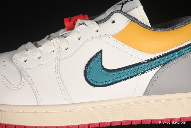 Nike Air Jordan 1 Low AJ1 Mismatched Swoosh Casual Sneakers - HV4511-133