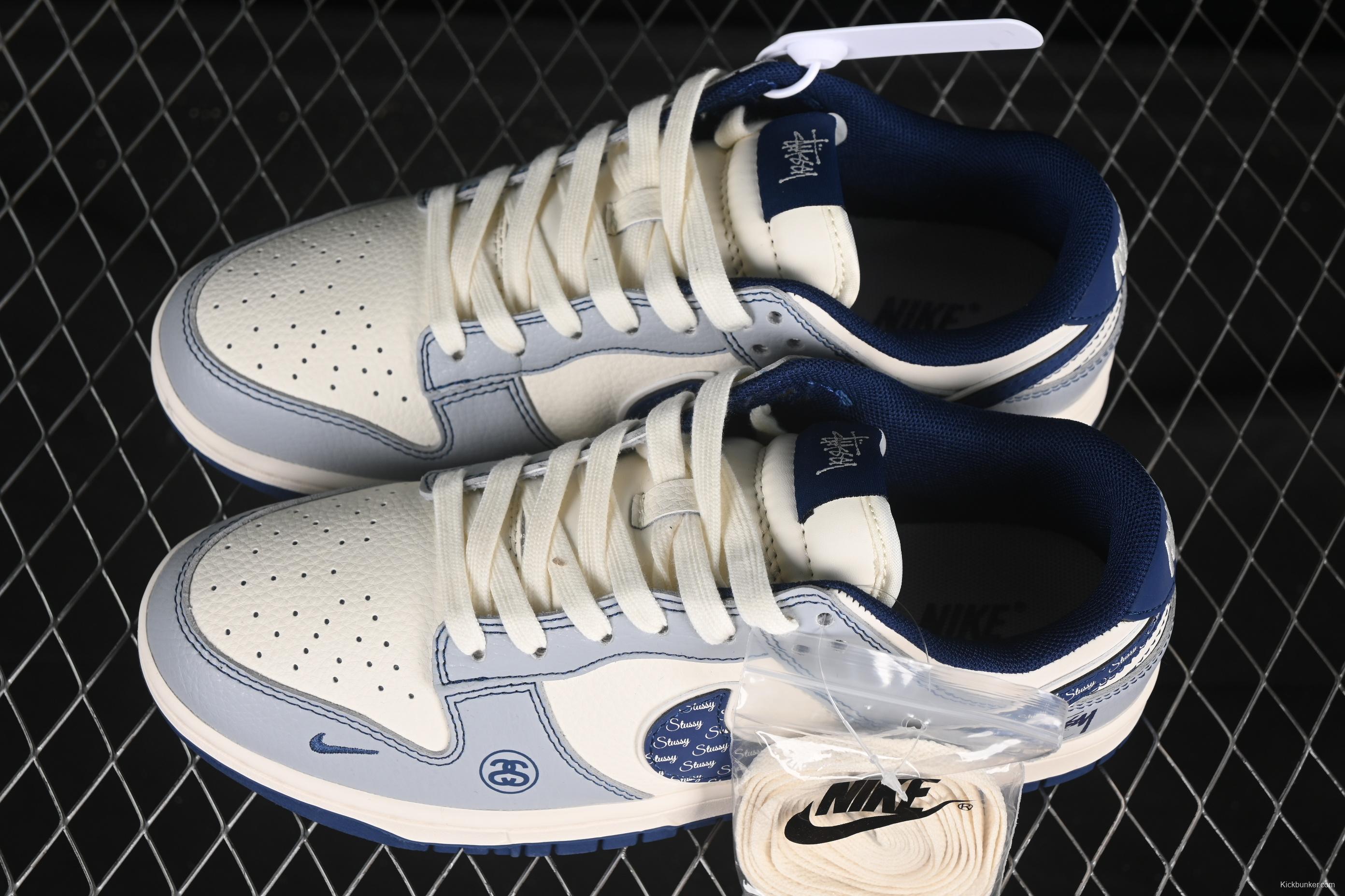 Nike SB Dunk Low Stussy Collaboration Anniversary Edition Low-Top Casual Skate Shoes with Blue Swoosh - XS6089-595