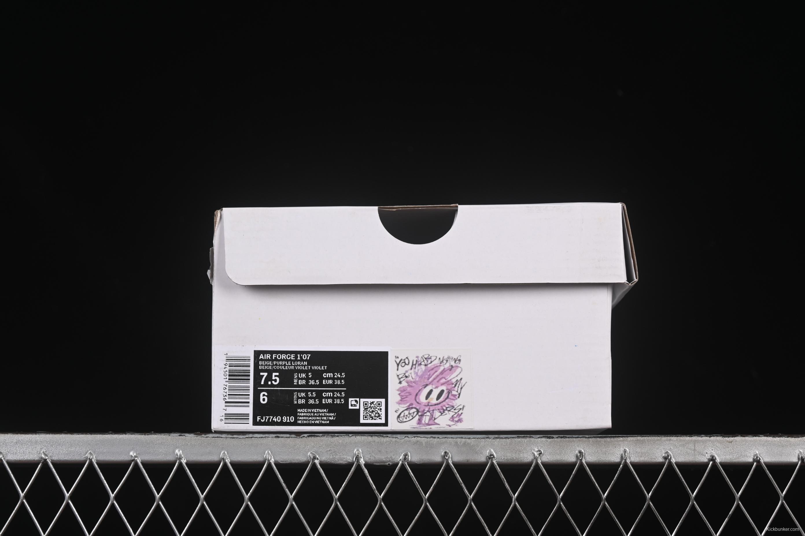 Nike Air Force 1'07 Low Purple Rabbit Baby Casual Sneakers - FJ7740-910