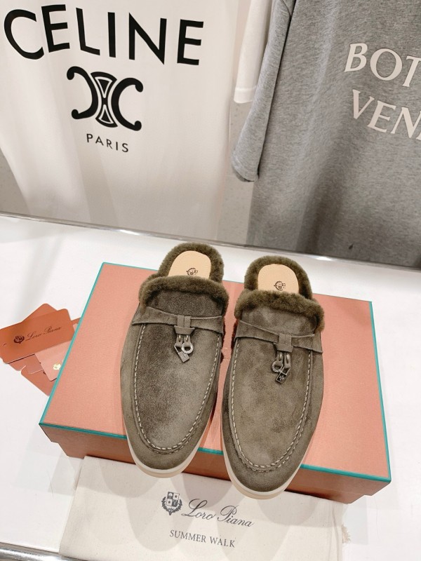 2024 Unisex LP Taupe Suede Shearling Loafers MJ00300(Women)/MJ00300(Men)