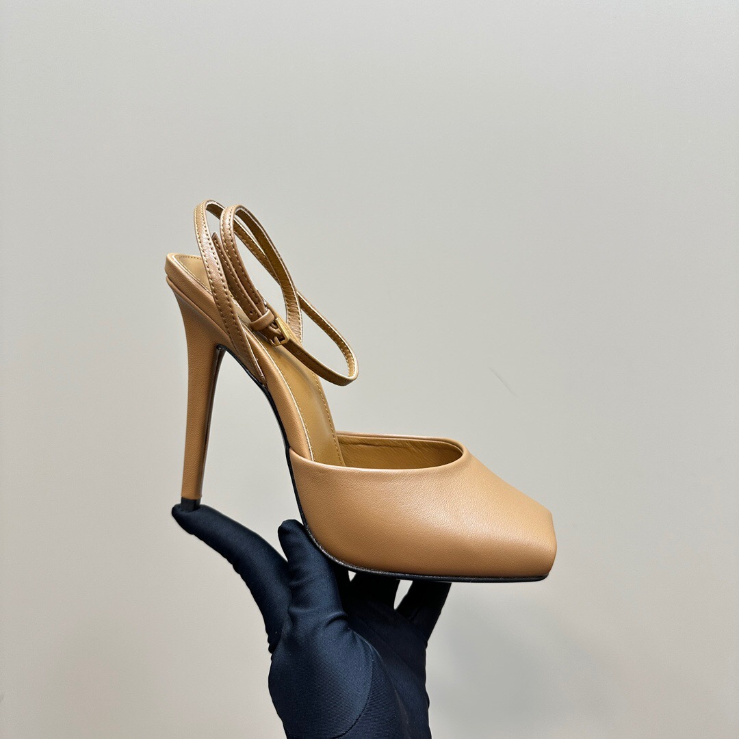 2025 Women Yves Saint Laurent Tan Calf Leather Heels KFY00280