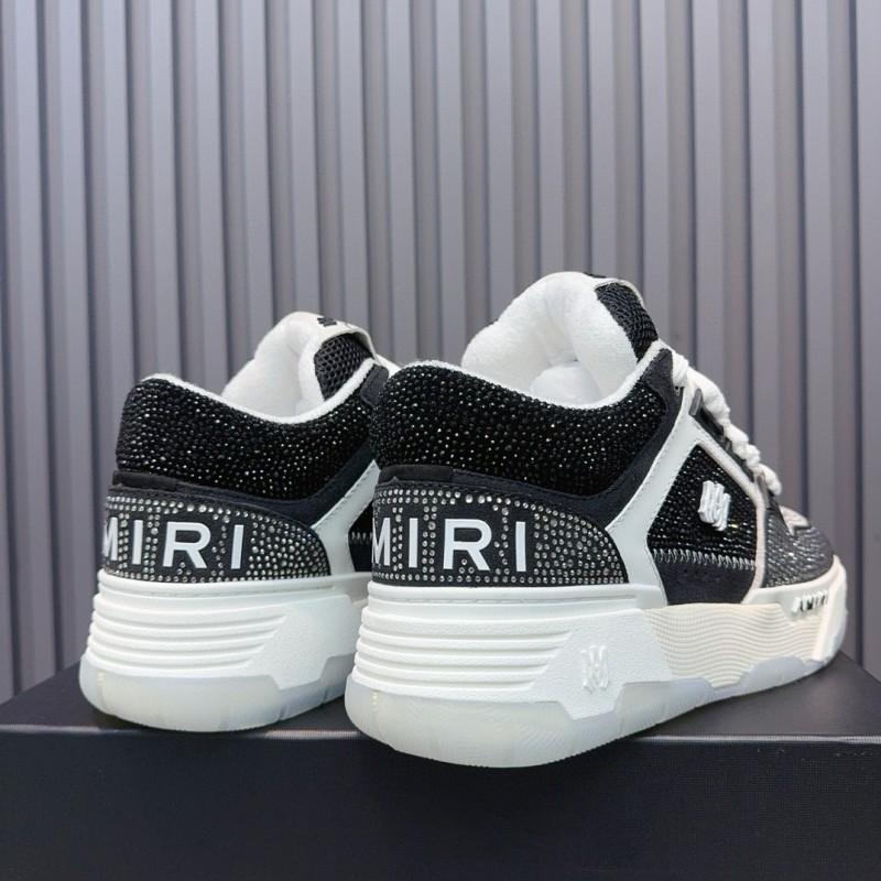 2024 Unisex Amiri Black White Mesh Leather Sneakers MJ00410