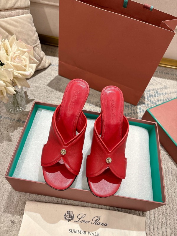 2025 Women Le Parmentier Red Leather Slippers LY00300