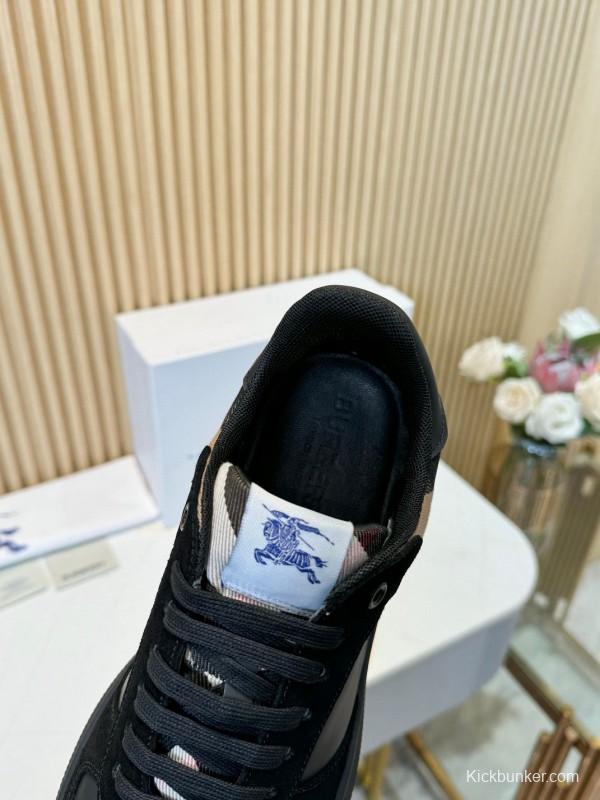 2024 Men Burberry Black Leather Sneakers MJ00320